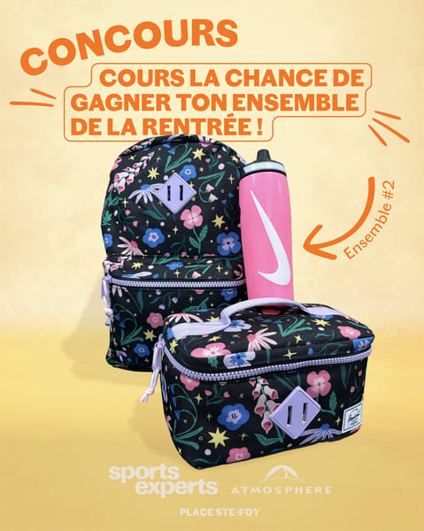 Concours Gagnez un sac à dos, une boîte à lunch et une bouteille!