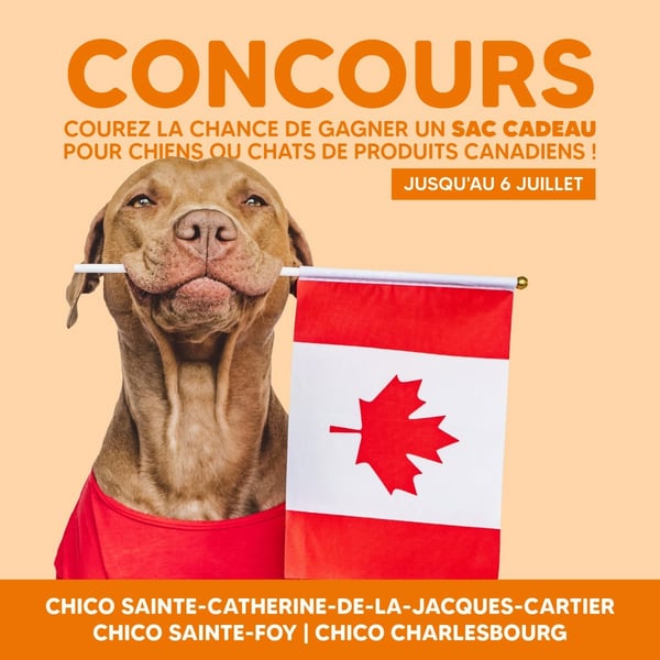 Concours Gagnez un sac cadeau pour chat ou chien rempli de produits Canadiens!