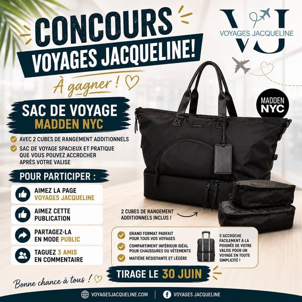 Concours Gagnez un sac de voyage Madden NYC, incluant 2 cubes de rangement additionnels!