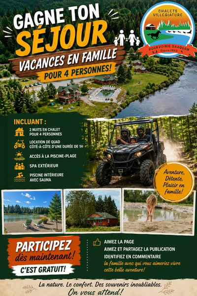 Concours Gagnez un séjour à la Pourvoirie Daaquam pour toute la famille!