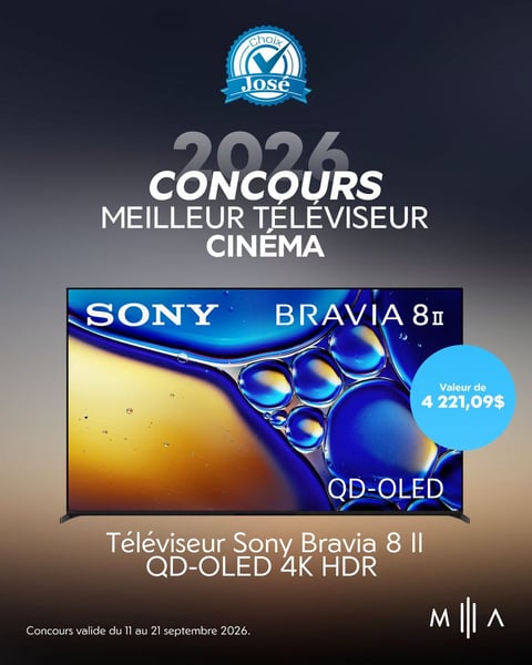 Concours Gagnez un Sony BRAVIA 8 II QD-OLED 4K HDR 65 pouces!