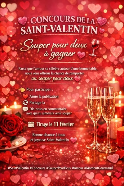 Concours Gagnez un souper pour deux!
