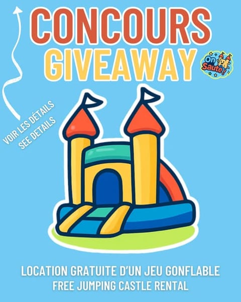 Concours Gagnez un week-end de location GRATUIT du jeu gonflable de votre choix ! Concours Gagnez un week-end de location GRATUIT du jeu gonflable de votre choix !