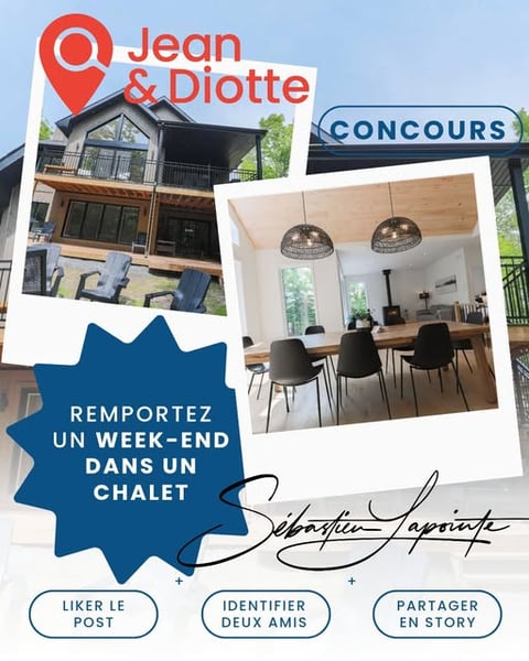 Concours Gagnez un week-end inoubliable dans un magnifique chalet ! Concours Gagnez un week-end inoubliable dans un magnifique chalet !