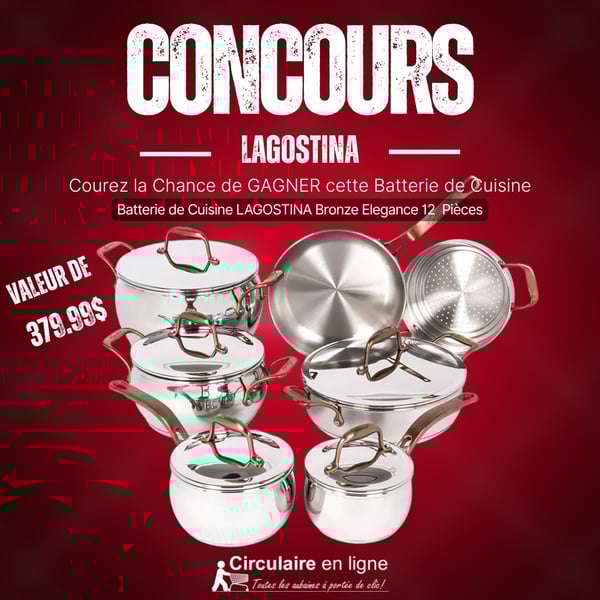 Concours Gagnez une batteries de Cuisine LAGOSTINA Bronze Elegance ! Concours Gagnez une batteries de Cuisine LAGOSTINA Bronze Elegance !