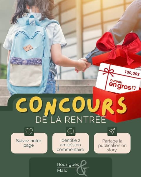 Concours Gagnez une carte-cadeau de 100 $ chez Bureau en Gros !