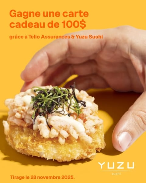 Concours Gagnez une carte-cadeau de 100$ chez YUZU SUSHI!