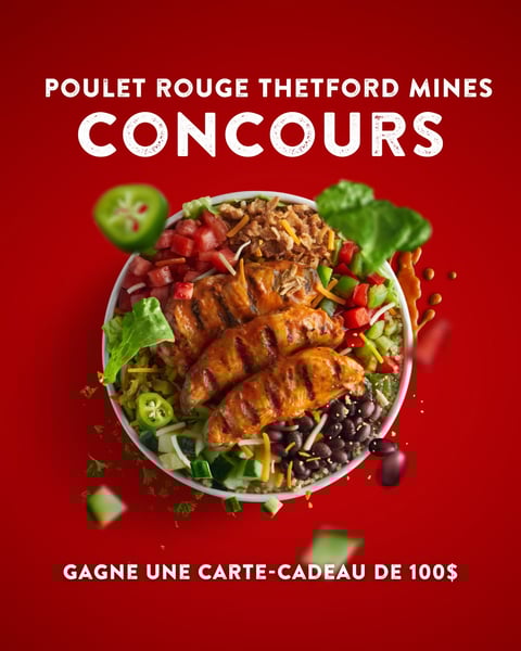 Concours Gagnez une carte cadeau de 100$ poulet rouge!