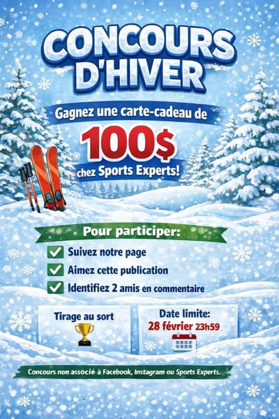 Concours Gagnez une carte cadeau de 100$ Sports Experts!