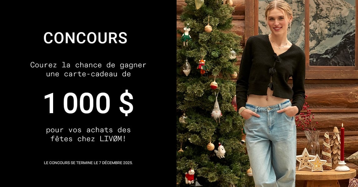 Concours Gagnez une carte-cadeau de 1000 $ pour vos achats des fêtes chez LIVØM!