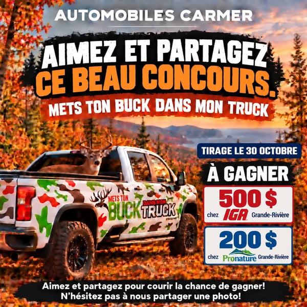 Concours Gagnez une carte-cadeau IGA Grande-Rivière de 500$ et une carte-cadeau de 200$ chez Pronature Grande-Rivière.