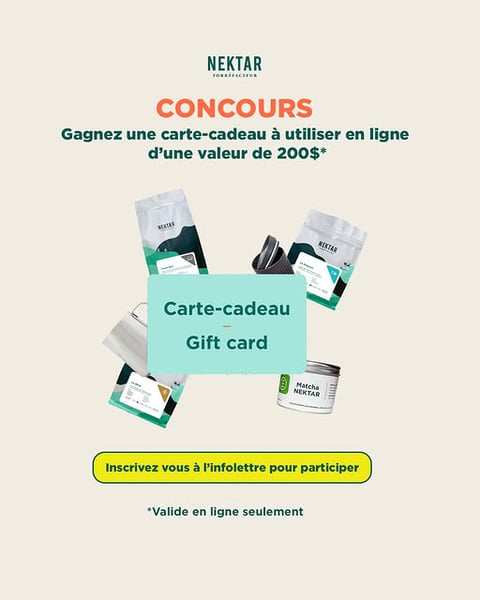 Concours Gagnez une carte-cadeau Nektar Torréfacteur / Coffee Roasters de 200$!