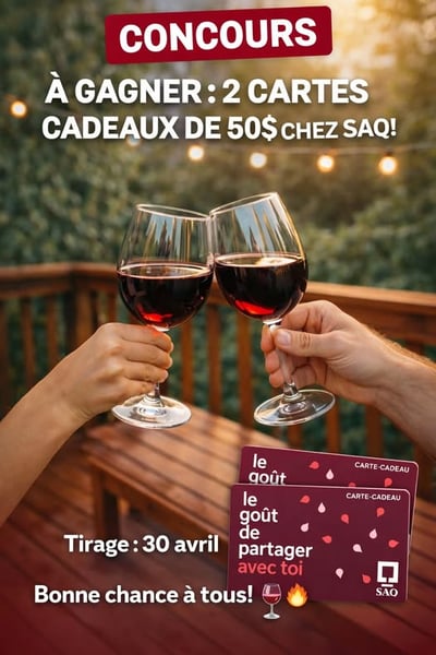 Concours Gagnez une carte-cadeau SAQ de 50$!
