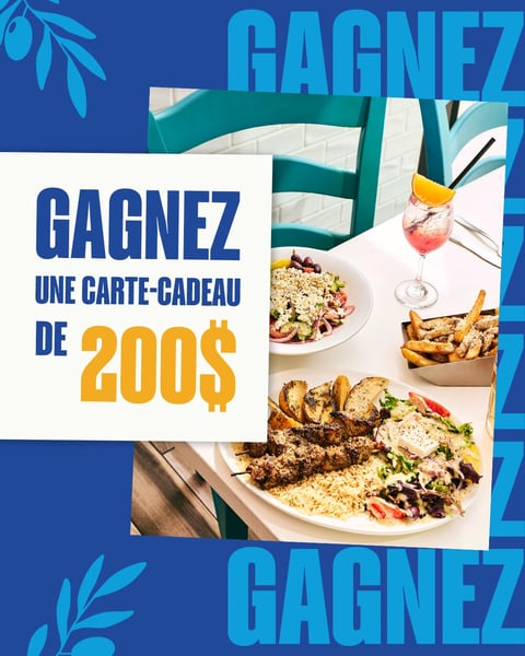 Concours Gagnez une carte-cadeau Souvlaki Bar Restaurants de 200$!