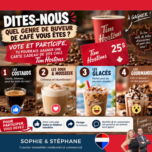 Concours Gagnez une carte-cadeau Tim Hortons de 25$!