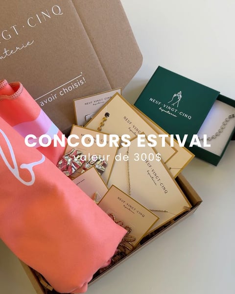Concours Gagnez une chaîne de taille, une serviette et une carte-cadeau Neuf.Vingt.Cinq de 250$!