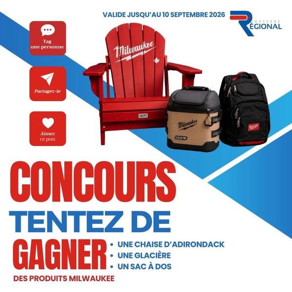 Concours Gagnez une chaise Adirondack Milwaukee, une glacière Milwaukee ou un sac à dos Milwaukee!
