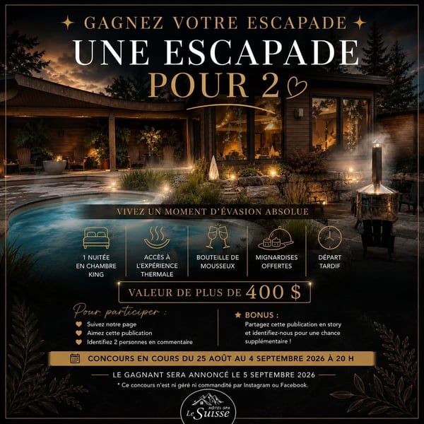 Concours Gagnez une escapade pour deux personnes à Saint-Donat!