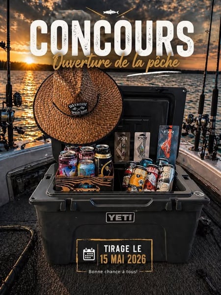Concours Gagnez une glacière YETI remplie de bières locales, un chapeau de pêche et accessoires de pêche!