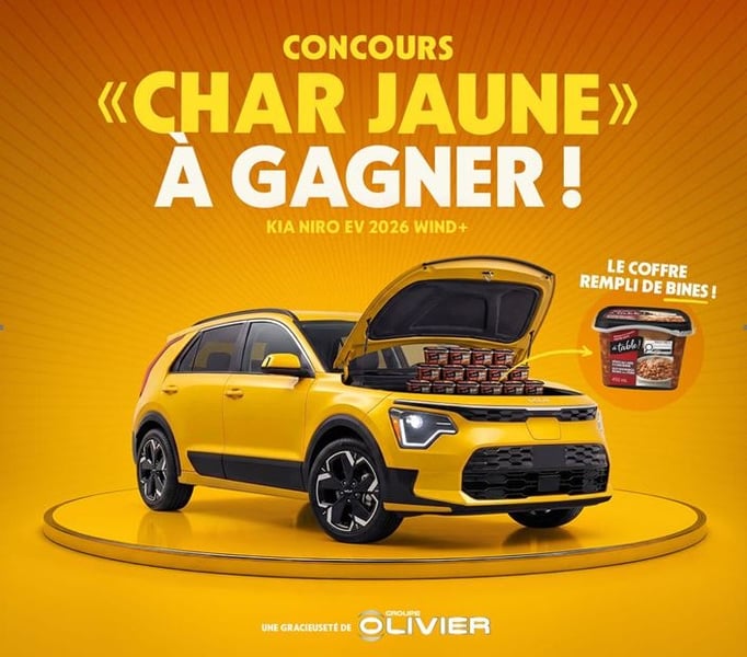 Concours Gagnez une Kia Niro électrique Wind + 2026 le coffre rempli de bines!