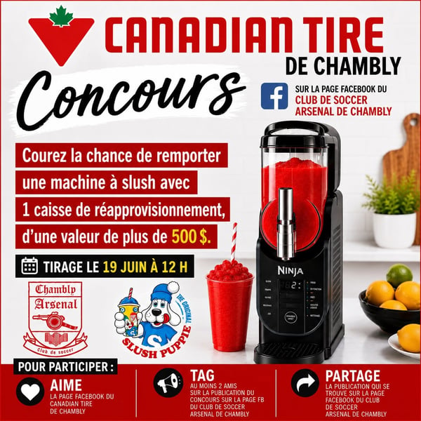 Concours Gagnez une machine à slush Ninja avec 1 caisse de réapprovisionnements Slush Puppi!