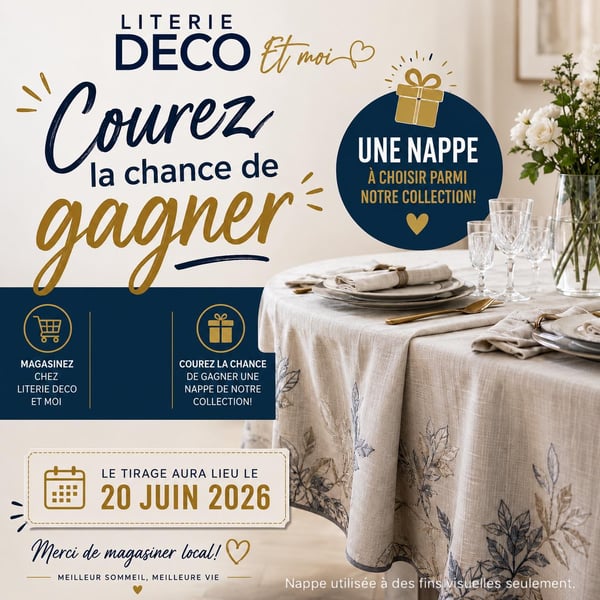 Concours Gagnez une nappe parmi la collection de Literie Deco Et moi!