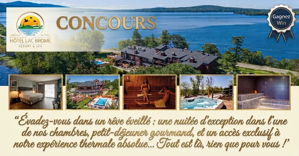 Concours Gagnez une nuitée pour deux à l'Hôtel lac Brome!