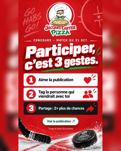 Concours Gagnez une paire de billets pour le match Canadiens vs Penguins du 31 octobre!