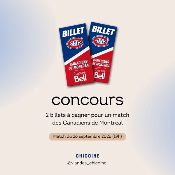 Concours Gagnez une paire de billets pour une partie des Canadiens de Montréal le 26 septembre 2026 à 19h!