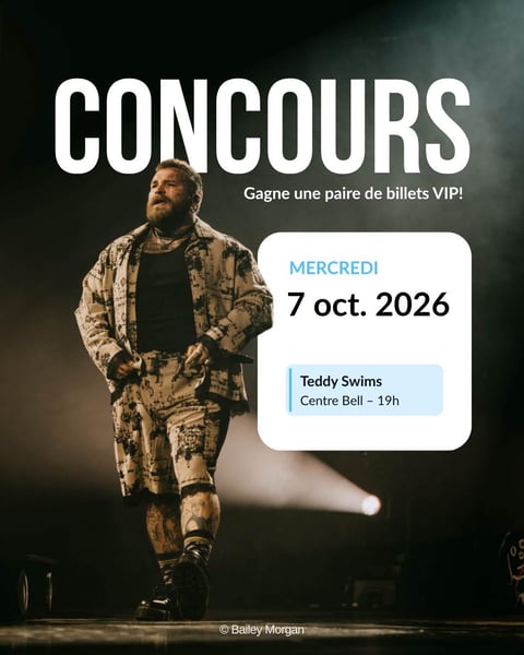 Concours Gagnez une paire de billets VIP pour voir Teddy Swims au Centre Bell le 7 octobre 2026!