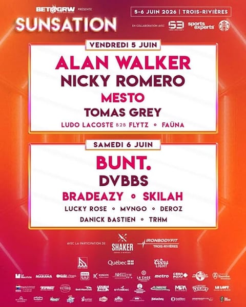 Concours Gagnez une paire de billets weekend pour festival Sunsation!