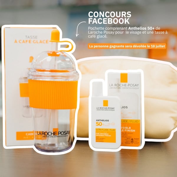 Concours Gagnez une pochette comprenant un Anthelios FPS 50+ de La Roche-Posay pour le visage ainsi qu'une tasse à café glacé!