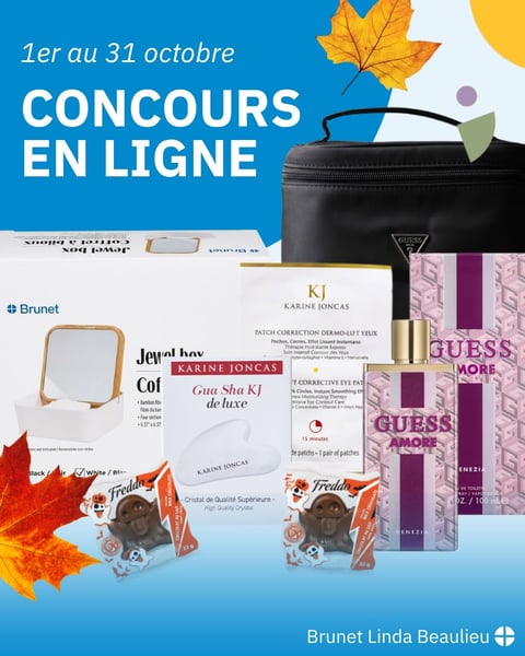 Concours Gagnez une pochette Guess, le parfum Amore, une boîte à bijoux, des patchs et un gua sha Karine Joncas et du chocolat!