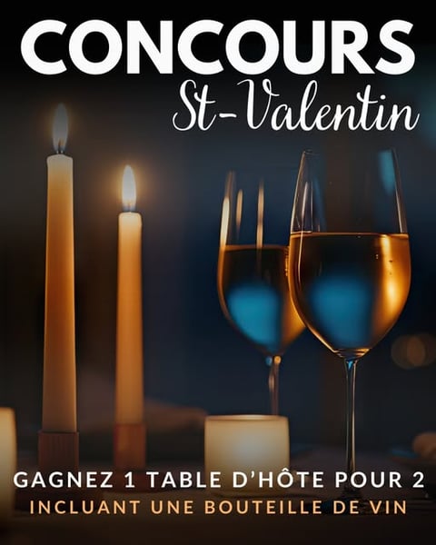 Concours Gagnez une table d’hôte pour deux, accompagnée d’une bouteille de vin, au Cartier Resto-Bar!