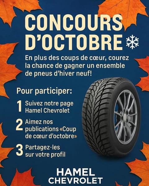 Concours Hamel Chevrolet Buick GMC - Gagnez un ensemble de pneus d’hiver tout neuf! Concours Hamel Chevrolet Buick GMC - Gagnez un ensemble de pneus d’hiver tout neuf!