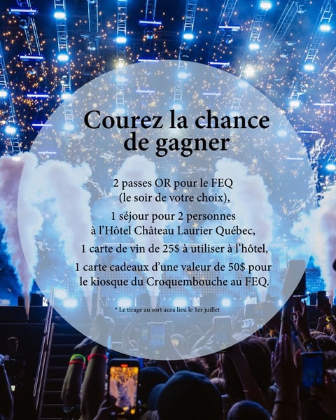 Concours Hôtel Château Laurier Québec - Vivez l'expérience FEQ au pas de la porte! Concours Hôtel Château Laurier Québec - Vivez l'expérience FEQ au pas de la porte!