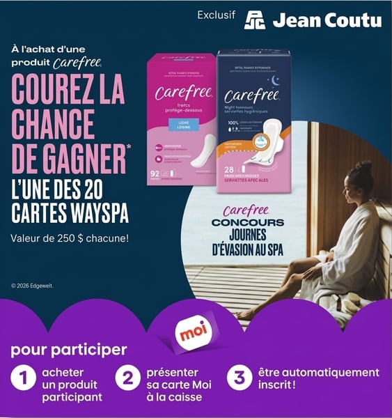 Concours Jean Coutu- Gagnez l'une des 20 cartes-cadeaux Wayspa de 250$!