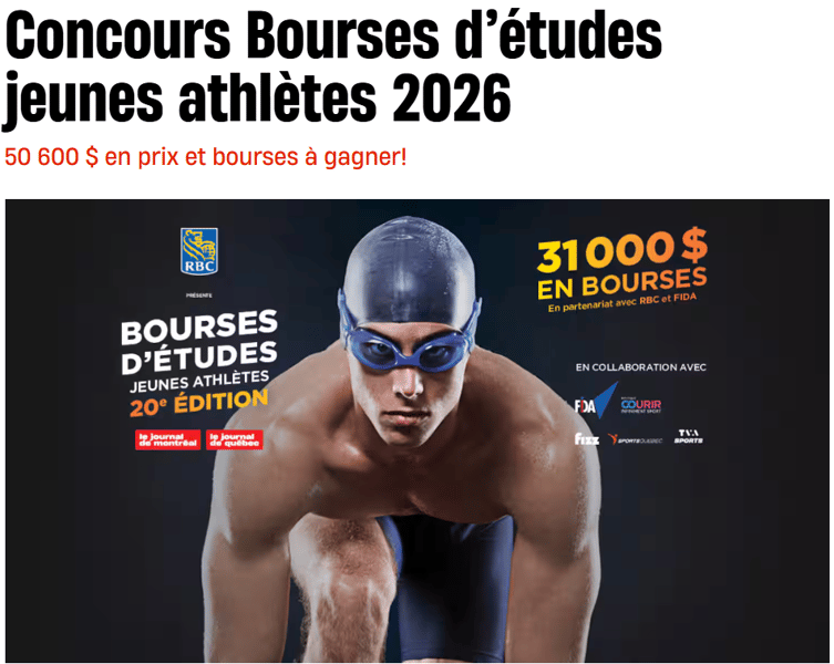 Concours Journal de Montréal Bourses d’études jeunes athlètes 2026