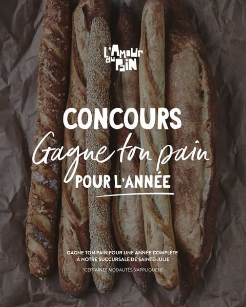 Concours L'Amour du Pain - Gagne ton pain pour l’année! Concours L'Amour du Pain - Gagne ton pain pour l’année!