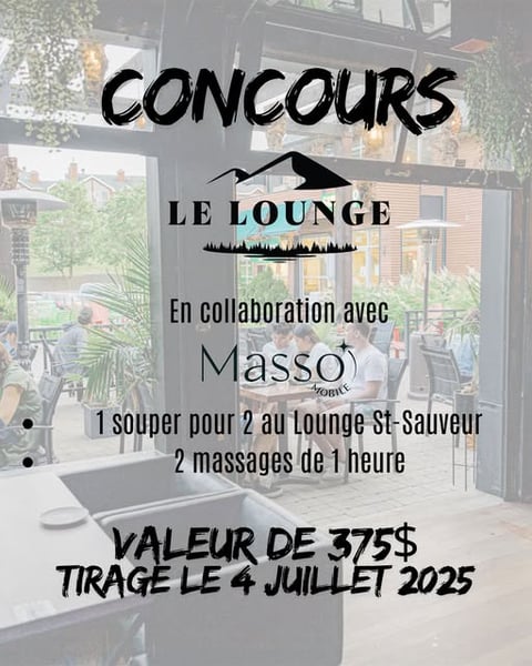 Concours L'été au Lounge à Saint-Sauveur! Concours L'été au Lounge à Saint-Sauveur!