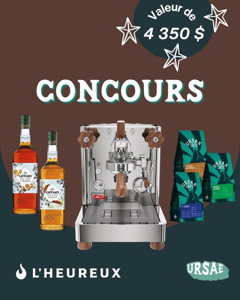 Concours L'Heureux inc. , Kevin Gravel et Ursae Café - Gagnez un incroyable prix d’une valeur de 4 350$