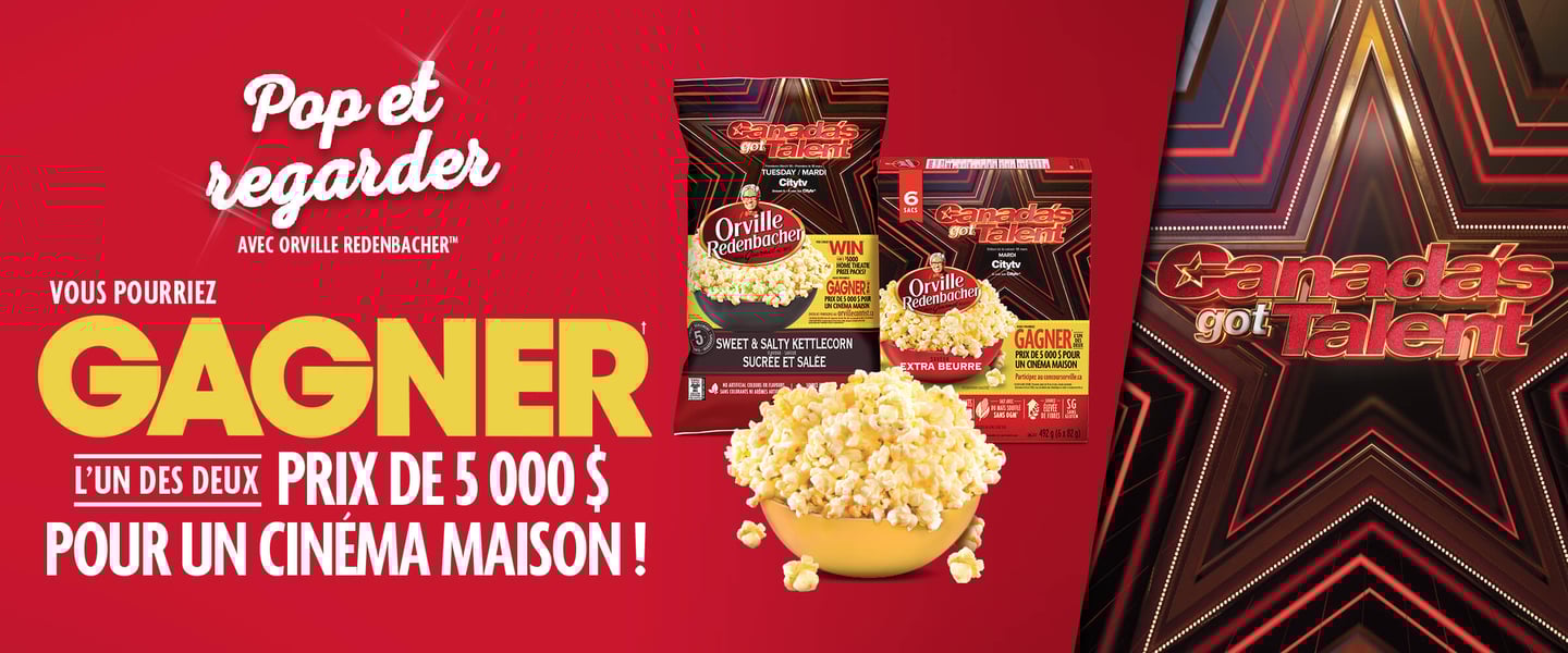 Concours Orville Redenbacher - Gagnez un système de cinéma maison d'une valeur de 5000$! Concours Orville Redenbacher - Gagnez un système de cinéma maison d'une valeur de 5000$!