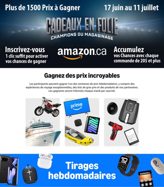 Concours Plus de 1500 cadeaux à gagner avec vos Achats Amazon