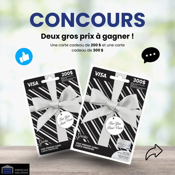 Concours Portes MR Solutions - une Carte-Cadeau de 200$ OU de 300$ à GAGNER