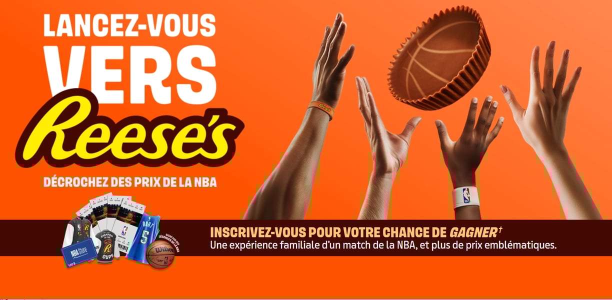 Concours Reese's - Gagnez Une expérience familiale d’un match de la NBA, et plus de prix emblématiques! Concours Reese's - Gagnez Une expérience familiale d’un match de la NBA, et plus de prix emblématiques!