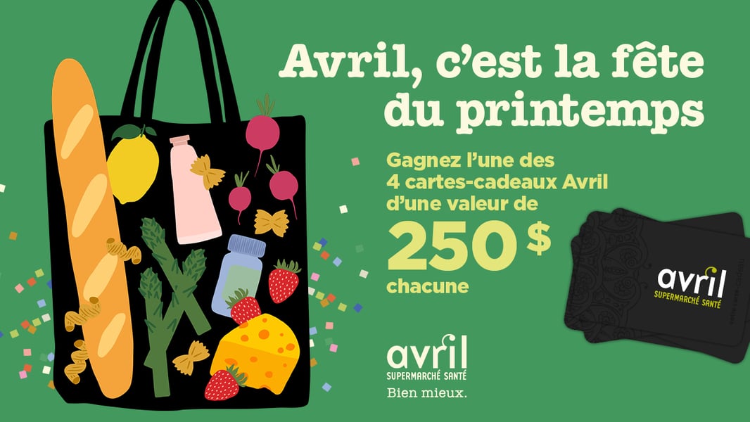 Concours Rythme FM 105,7 - Gagnez une carte-cadeau de 250$ à dépenser dans les supermarchés santé Avril! Concours Rythme FM 105,7 - Gagnez une carte-cadeau de 250$ à dépenser dans les supermarchés santé Avril!
