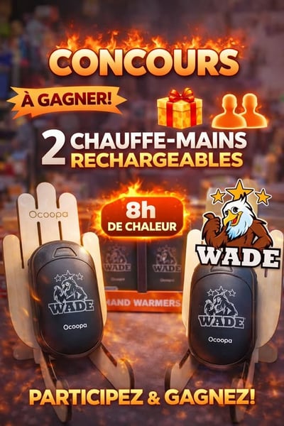 Concours Wade Surplus ltée- Gagnez 2 chauffe-mains rechargeables!
