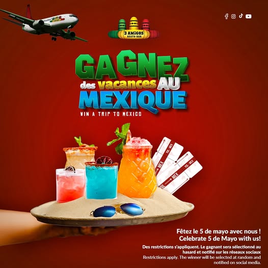 Concours 3 Amigos - GAGNEZ UN SÉJOUR DE RÊVE au Mexique d’une valeur de 4 000 $ ! Concours 3 Amigos - GAGNEZ UN SÉJOUR DE RÊVE au Mexique d’une valeur de 4 000 $ !
