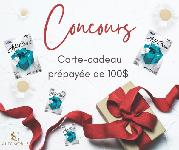 Concours Automobile SC - Carte-cadeau prépayée de 100 $ à gagner!