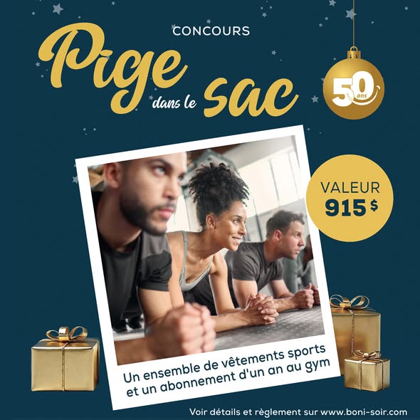 Concours Boni-Soir - Gagnez un abonnement Éconofitness et une carte-cadeau Sport Experts de 500 $